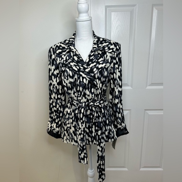 Macyβs NWT NY COLLECTION ANIMAL PRINT LINED BLAZER JACKET π - Picture 2 of 12
